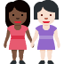 👩🏿‍🤝‍👩🏻 women holding hands: dark skin tone, light skin tone display on Twitter